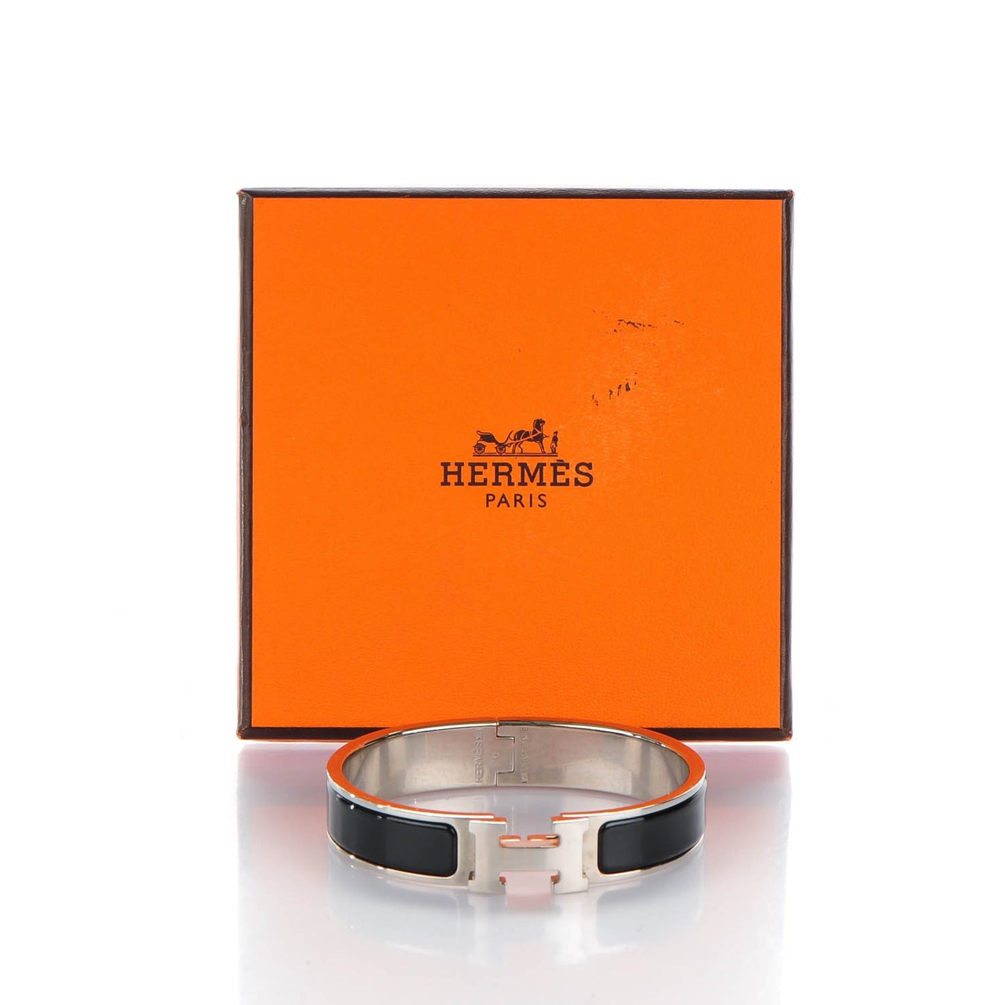 Enamel Narrow Clic Clac H Bracelet GM Black