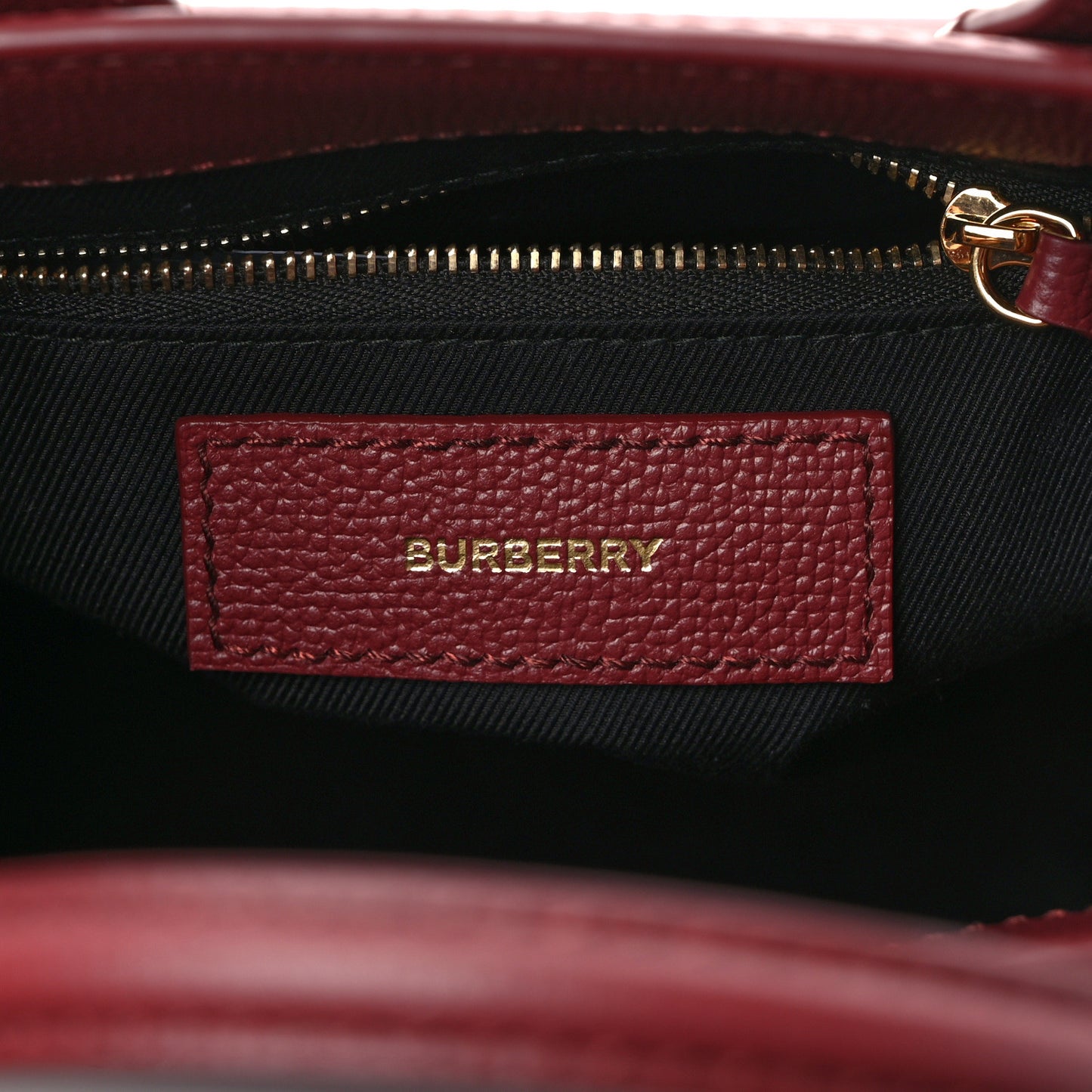 Grainy Calfskin House Check Small Banner Tote Crimson