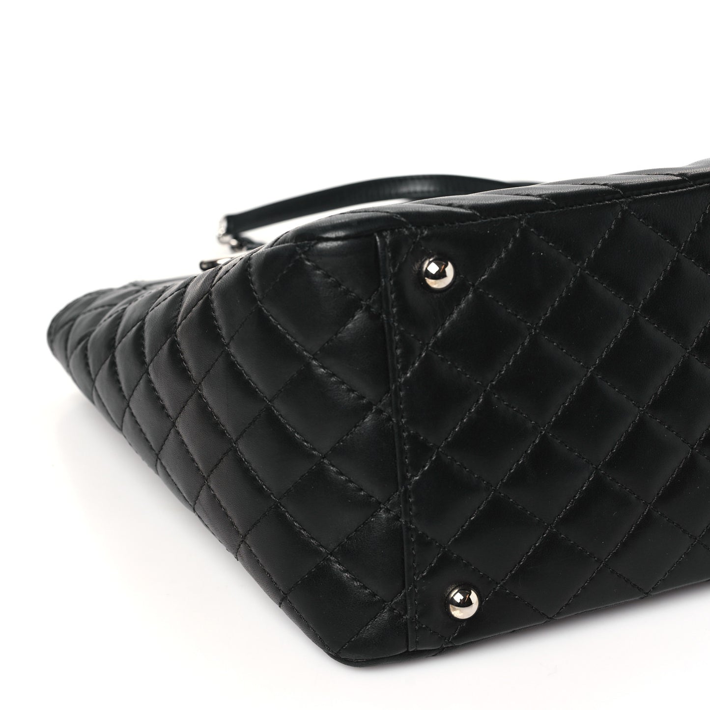 Lambskin Surpique Chevron Quilted Tote Black