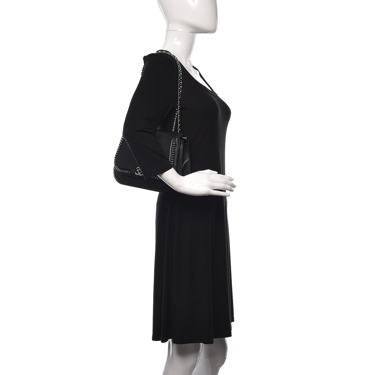 Calfskin Medium Braided Chic Flap Black