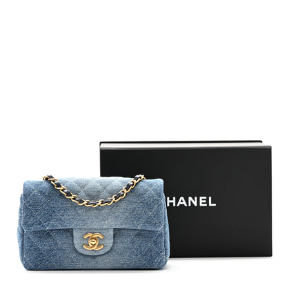 Chanel Washed Denim Quilted Mini Rectangular Flap Blue 11 of 11
