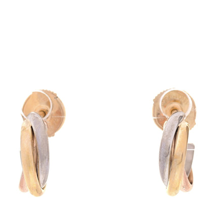 Cartier 18K Pink Yellow White Gold 13mm Trinity Hoop Earrings 1 of 5