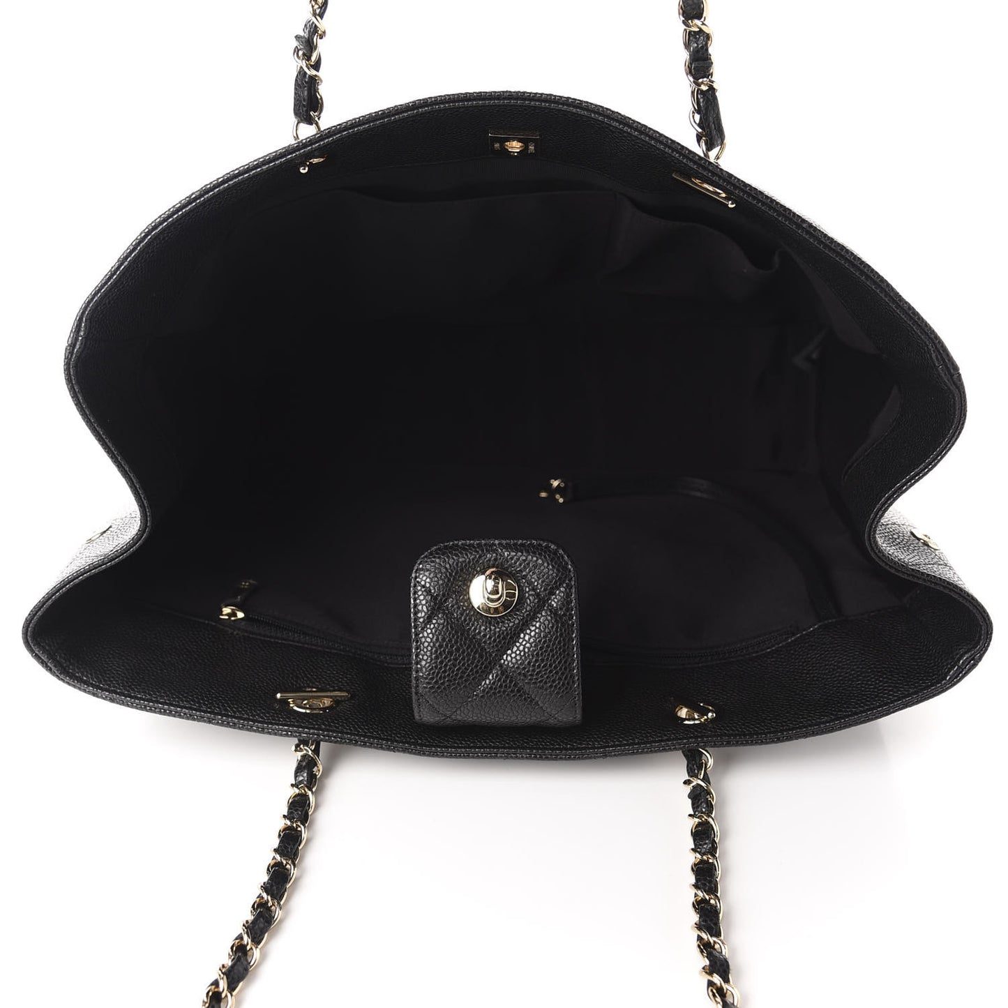 Caviar Quilted Large Shopping Tote Black