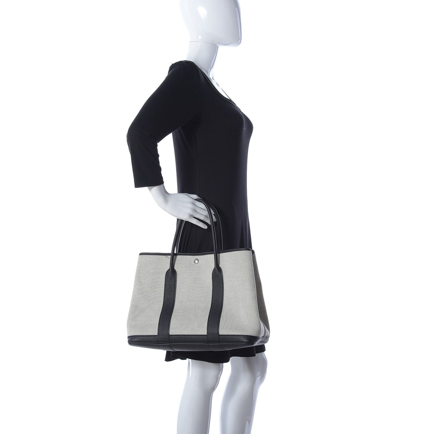 Twill H Negonda Garden Party 36 MM Tote Ecru Black