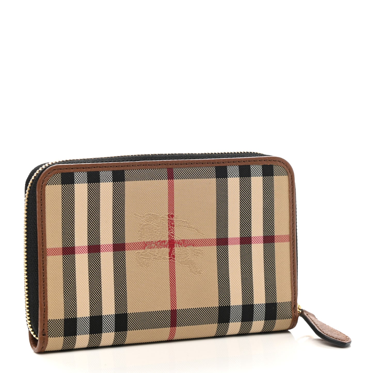 Calfskin Horseferry Check Medium Marston Zip Around Wallet Tan