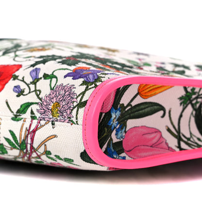 Gucci Canvas Flora Large Rajah Chain Tote White Multicolor Fuxia Fluo 10 of 11