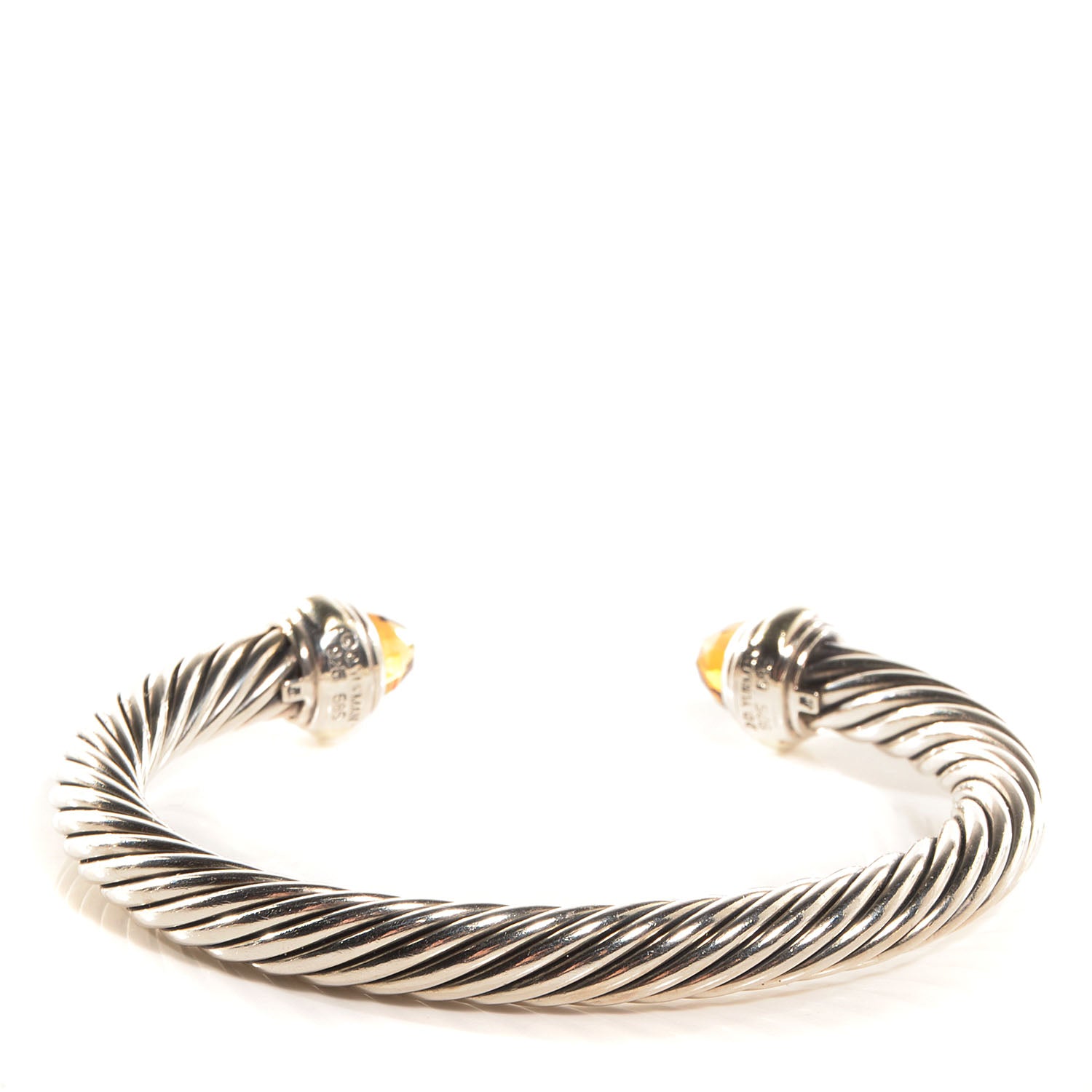 David Yurman Sterling Silver 14K Yellow Gold Citrine 7mm Cable Classics Bracelet 3 of 6