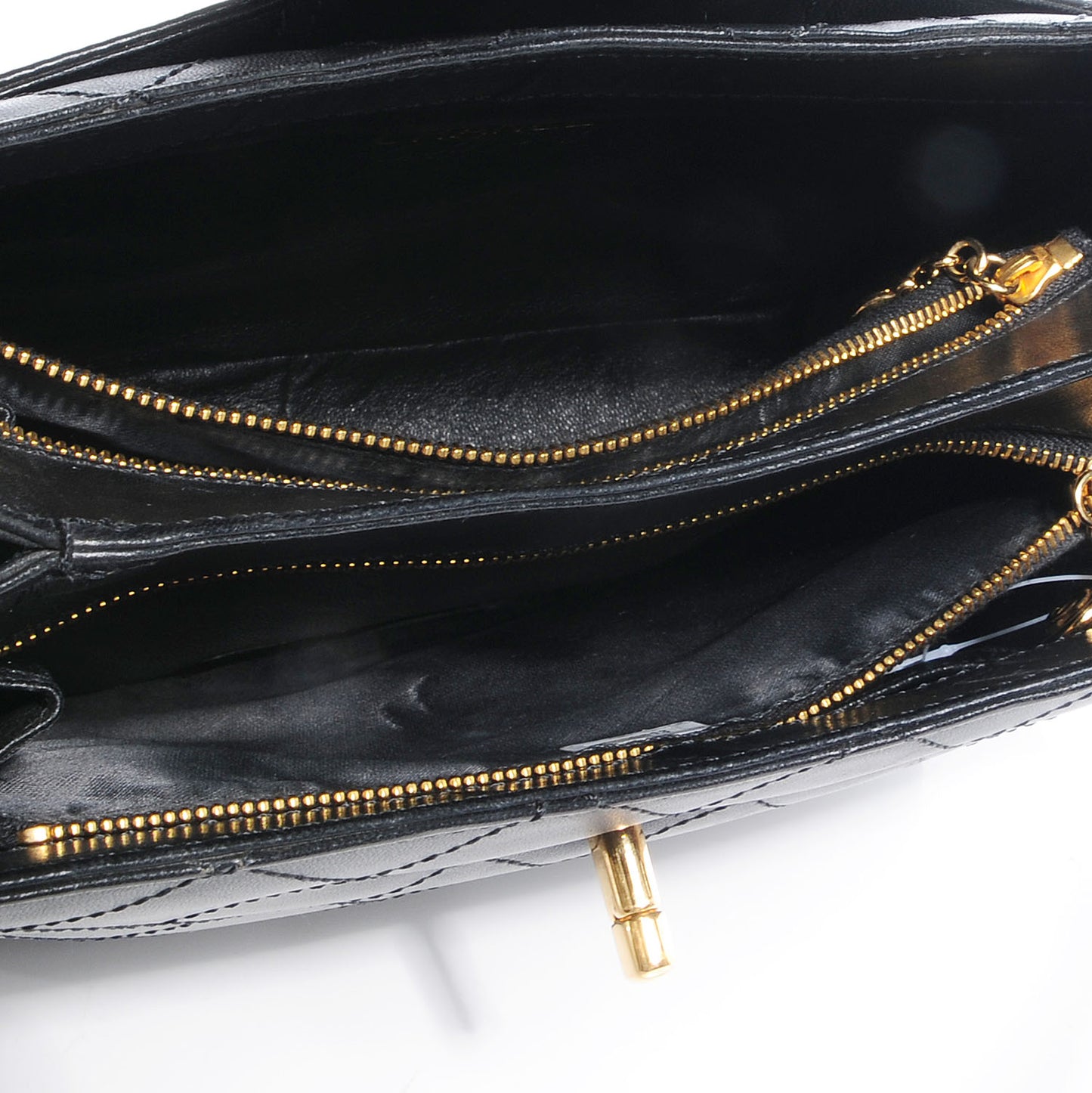 Lambskin Diamond Stitch Shoulder Bag Black