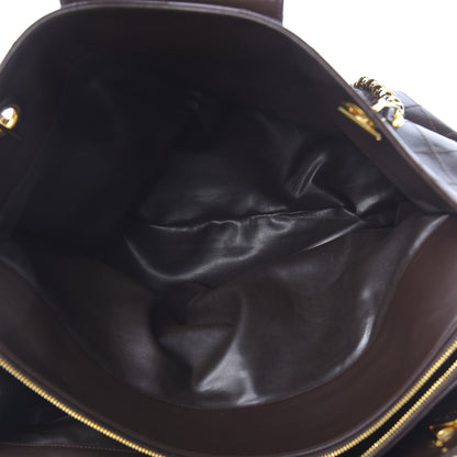 Chanel Calfskin Stitched XL Weekender Brown 5 of 14