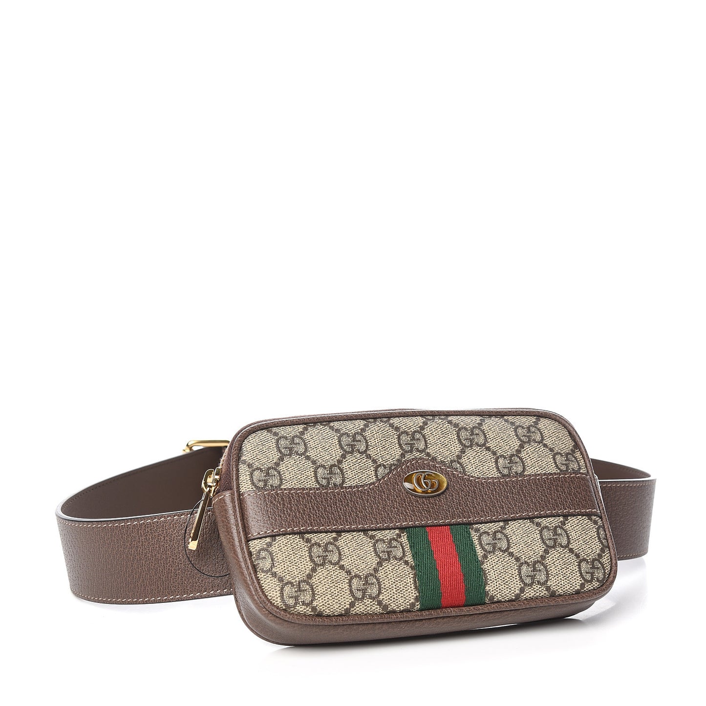 GG Supreme Monogram Web Ophidia Belted iPhone Case Dark Brown