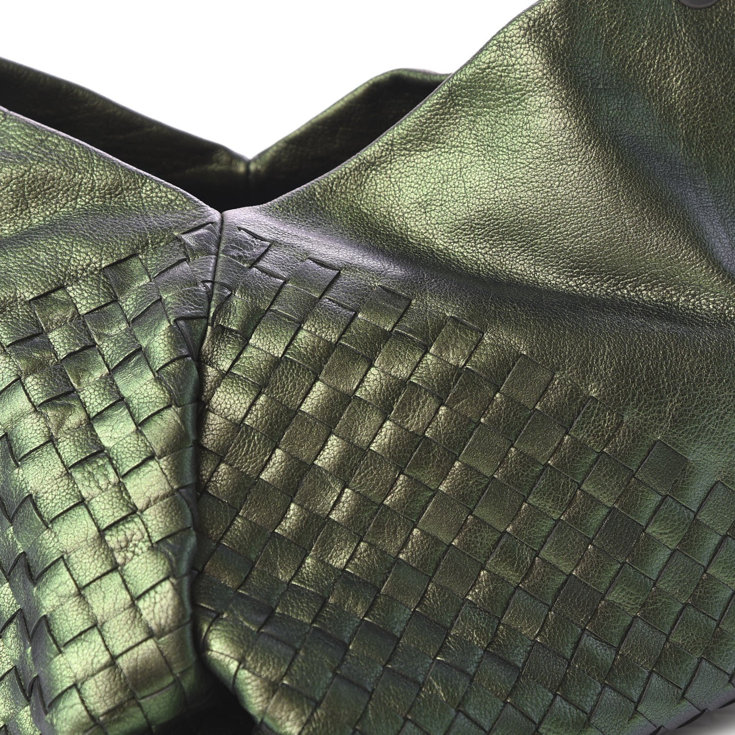 Bottega Veneta Iridescent Nappa Intrecciato Aquilone Fortune Cookie Hobo Green 9 of 10