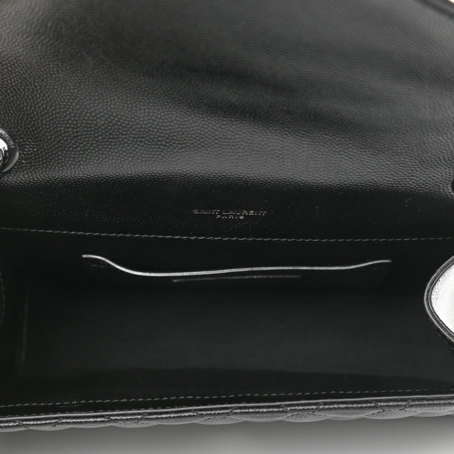 Grain De Poudre Textured Mixed Matelasse Triquilt Small Monogram Satchel Black