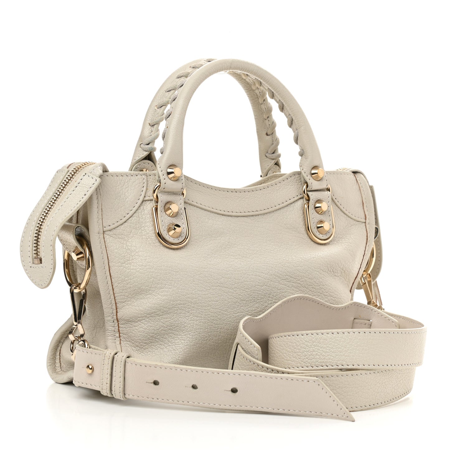 Chevre Gold Metallic Edge Hardware Mini City Ivory