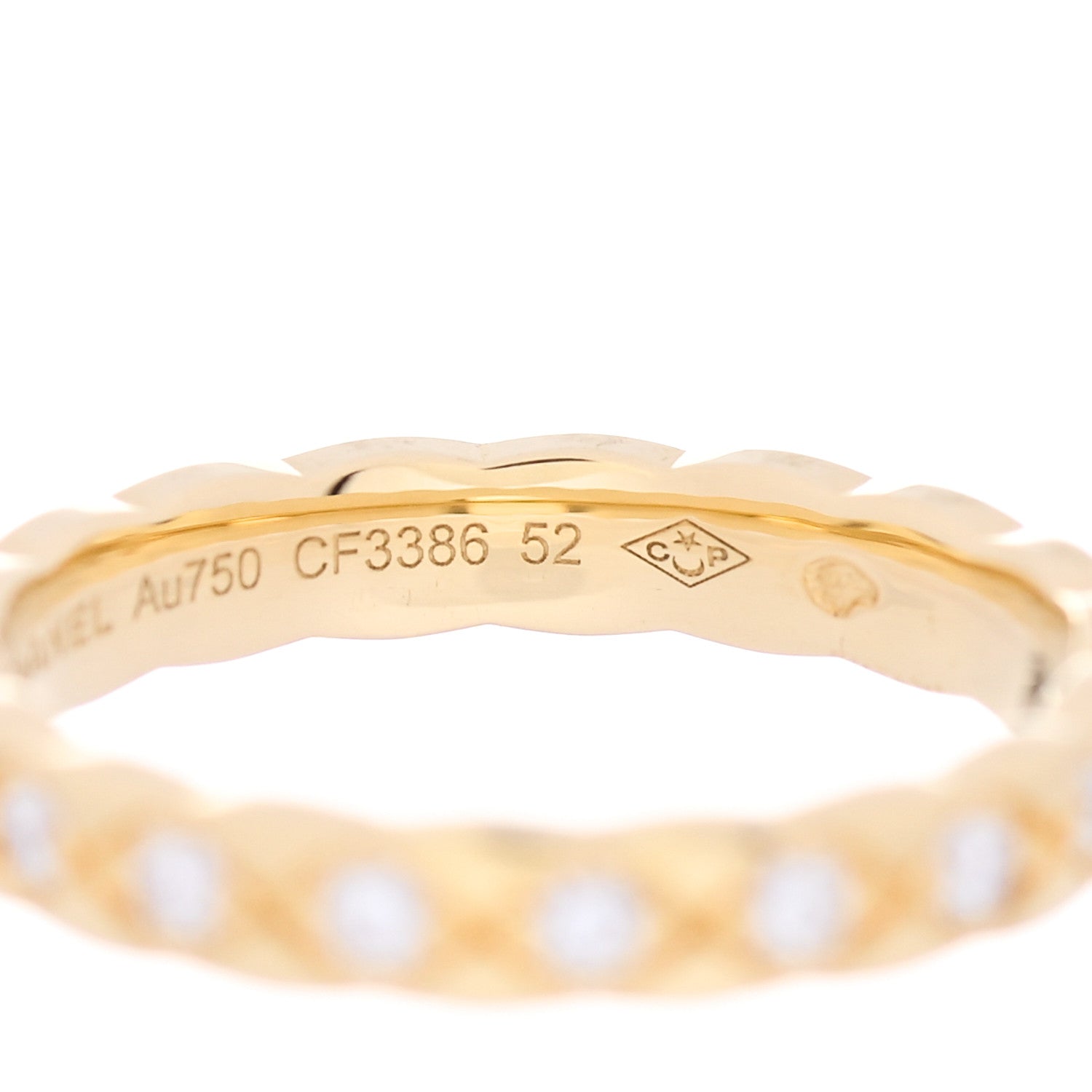 Chanel 18K Yellow Gold Diamond Mini Coco Crush Ring 52 6 5 of 6