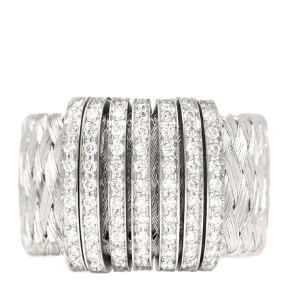 Roberto Coin 18K White Gold Diamond Primavera Wide Silk Mesh Ring 53 6.25 1 of 4