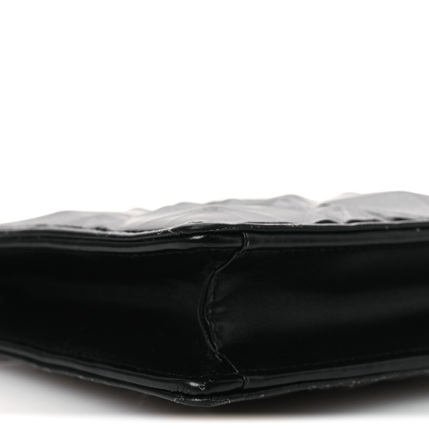 Calfskin Macrocannage Diamond Caro Zipped Pouch With Chain Black