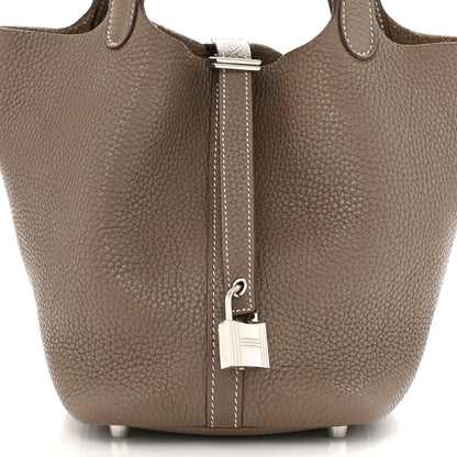 Hermes Taurillon Clemence Picotin Lock 18 PM Etoupe 8 of 11