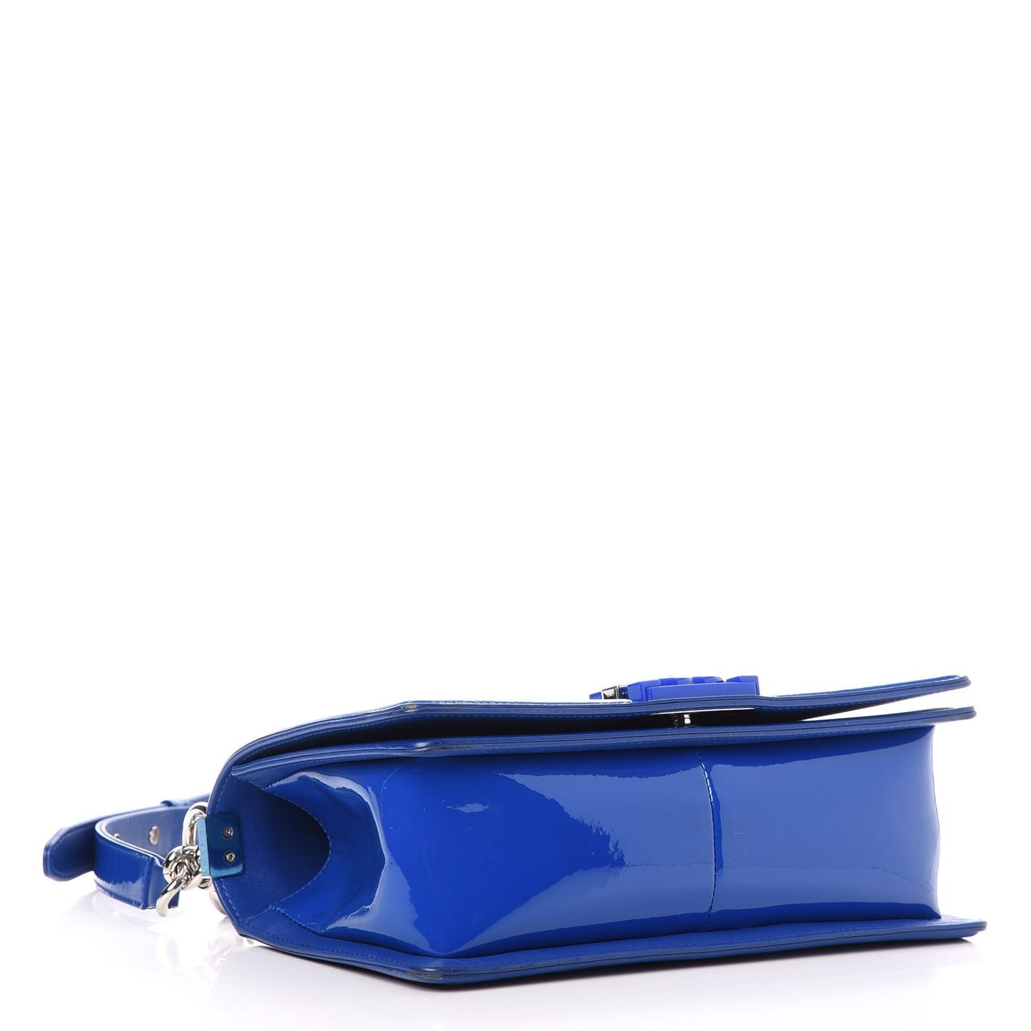 Patent Calfskin Medium Plexiglass Boy Flap Blue