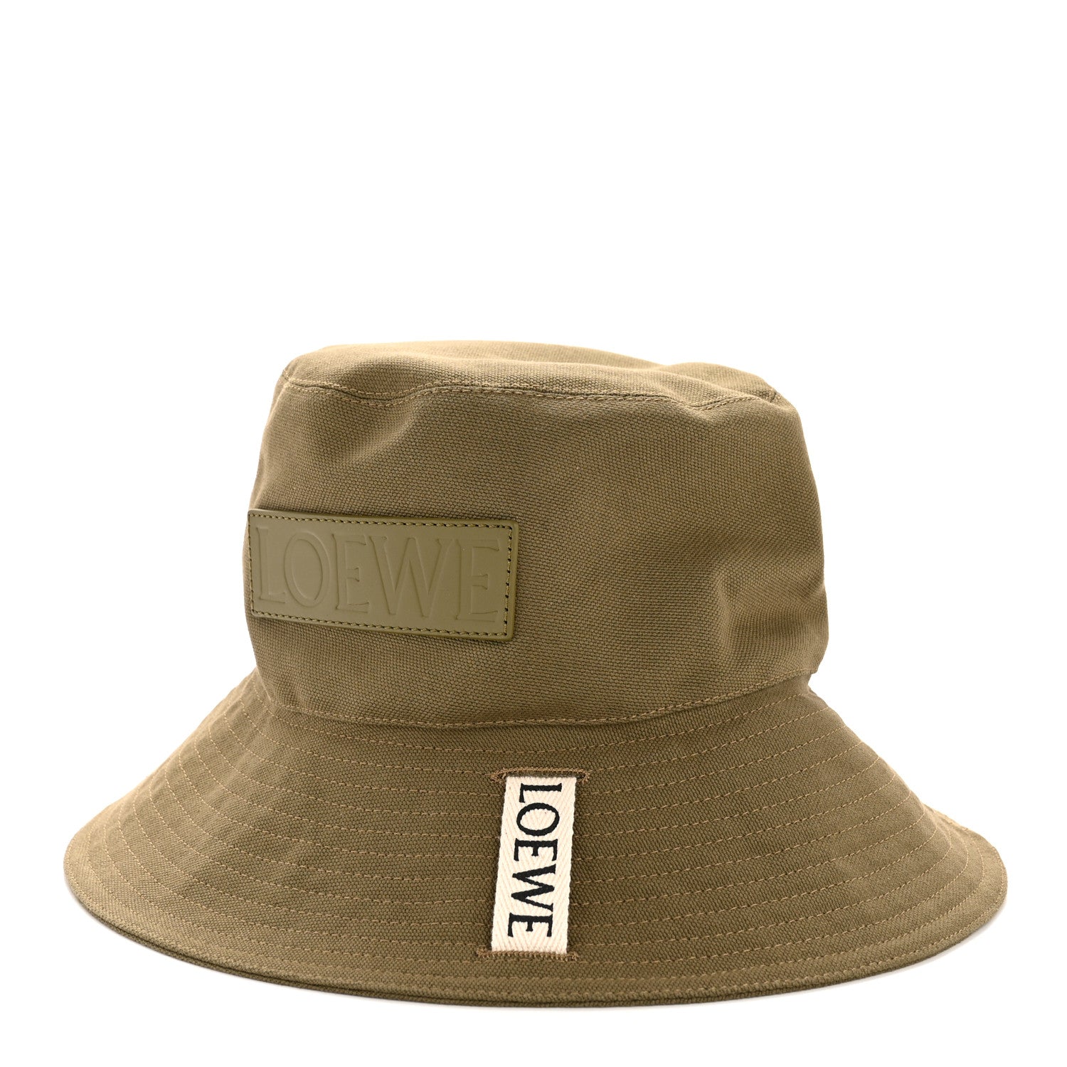 Loewe Canvas Calfskin Fisherman Bucket Hat 58 Military Green 4 of 8