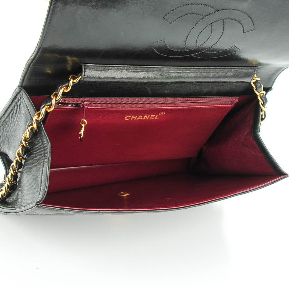 Lambskin Quilted Small Single Flap Black