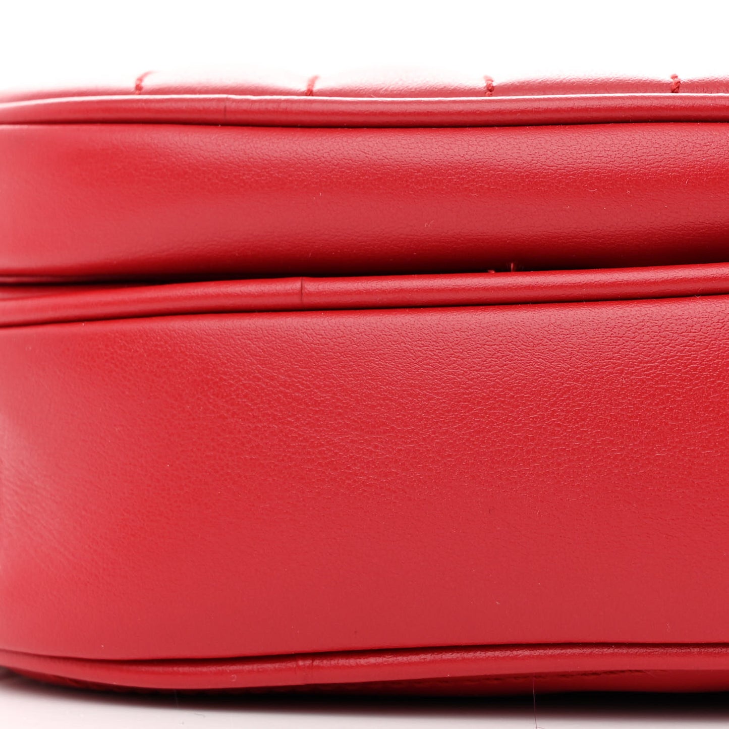 Calfskin Matelasse Diagonal Mini Interlocking G Heart Shoulder Bag Hibiscus Red