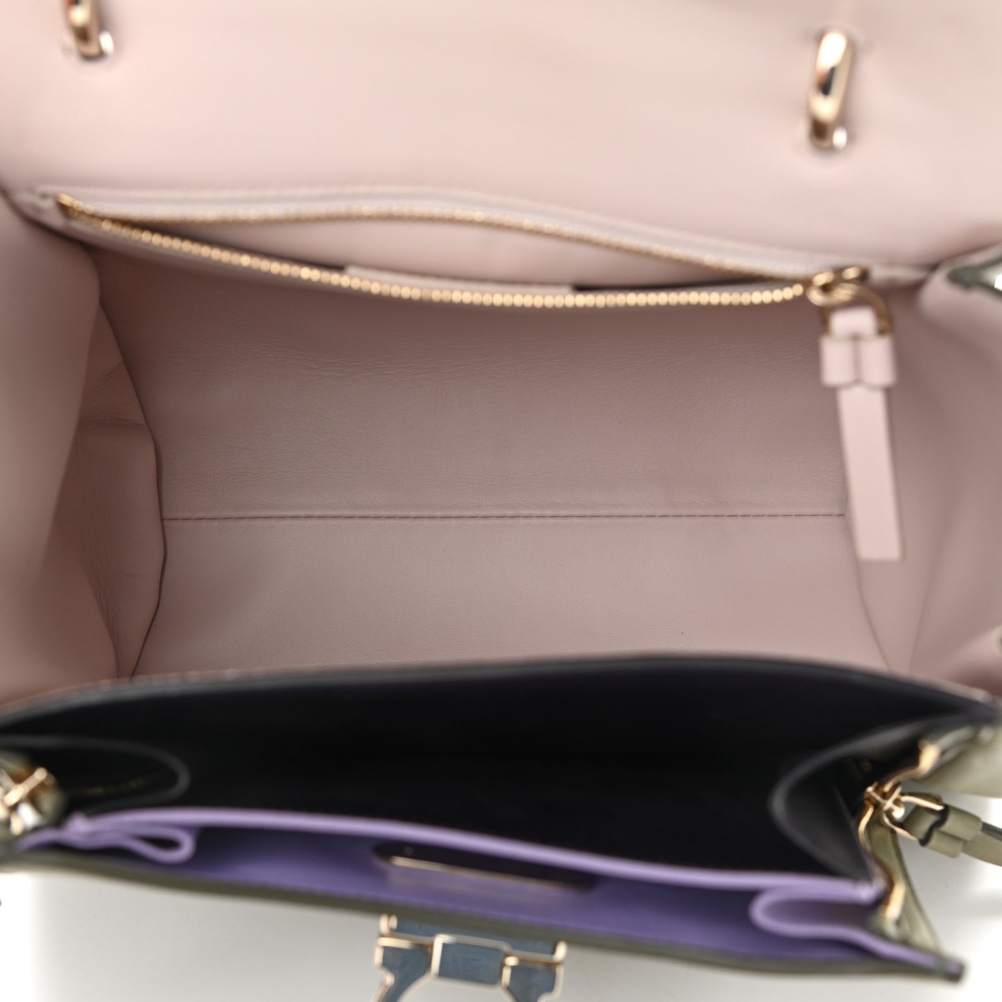 Calfskin Sofia Rainbow Top Handle Bag Dark Olive Green