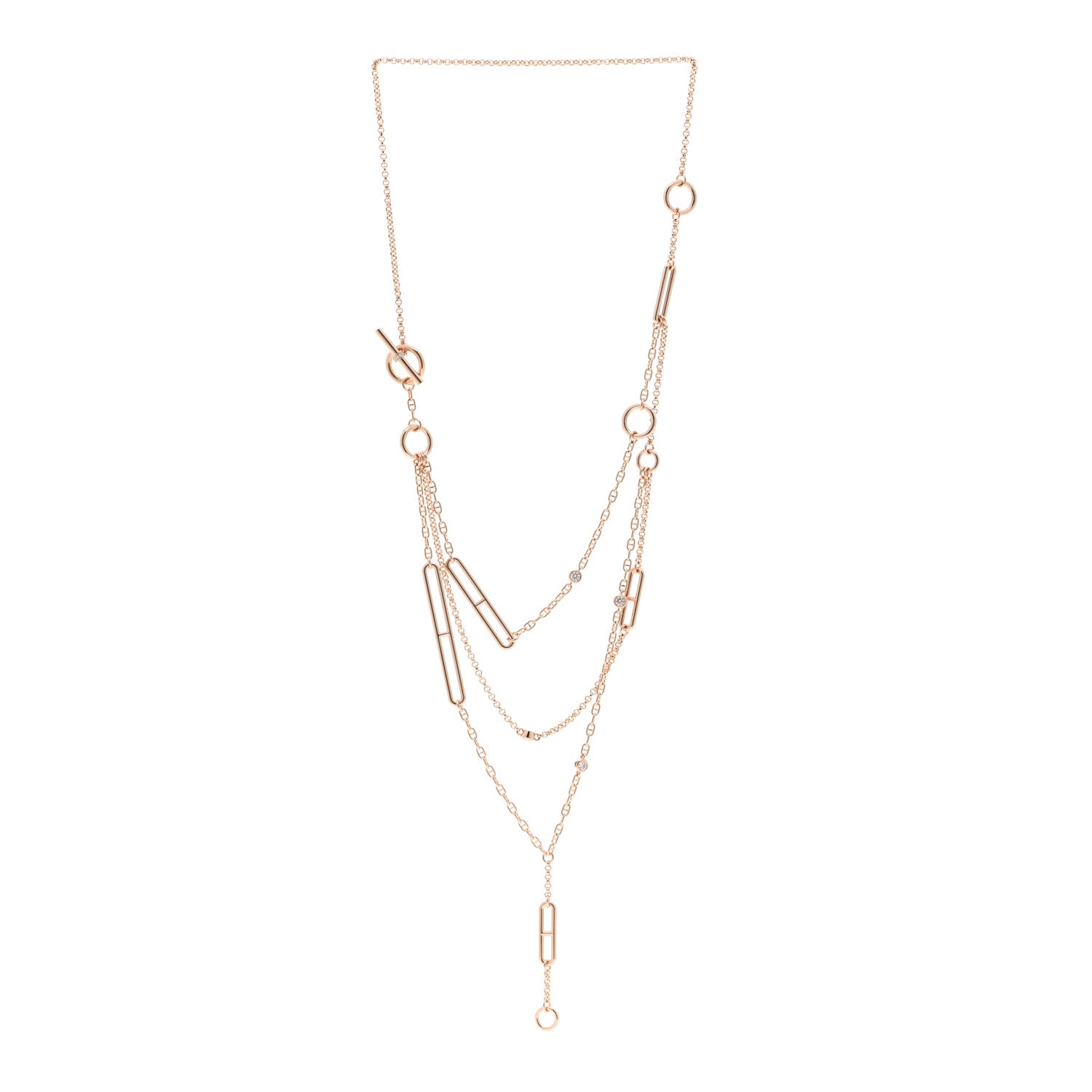 Hermes 18K Rose Gold Diamond Chaine d'Ancre Chaos Necklace 3 of 5