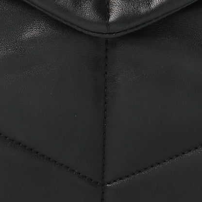 Saint Laurent Lambskin Quilted Medium Loulou Puffer Monogram Chain Satchel Black 9 of 12