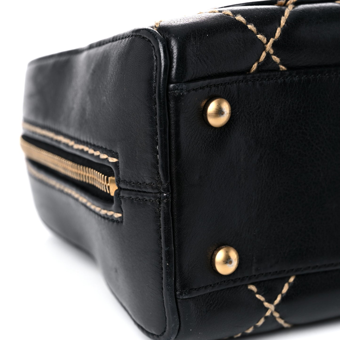 Calfskin Contrast Stitch Surpique Bowler Black