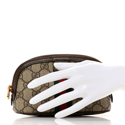 Gucci GG Supreme Monogram Textured Calfskin Web Medium Ophidia Cosmetic Case Beige Ebony New Acero 2 of 7