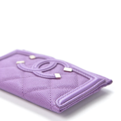 Chanel Caviar Quilted Filigree Card Holder Purple 6 of 10