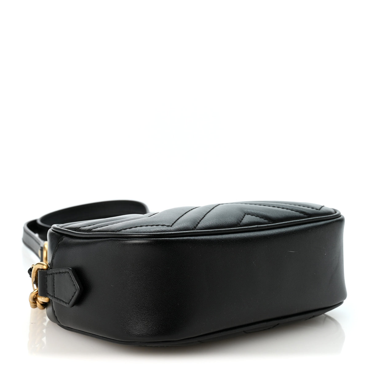 Gucci Calfskin Matelasse Mini GG Marmont Chain Shoulder Bag Black 4 of 9