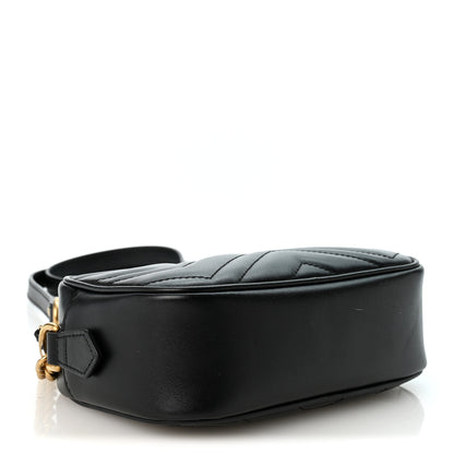 Gucci Calfskin Matelasse Mini GG Marmont Chain Shoulder Bag Black 4 of 9