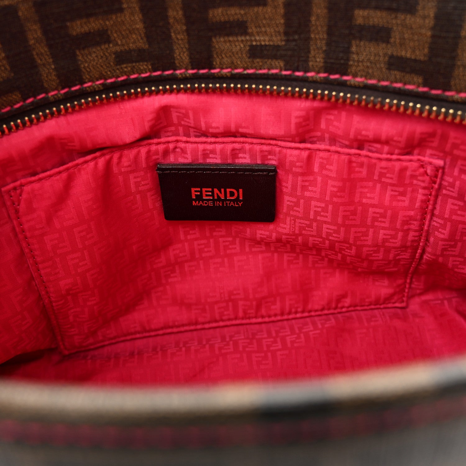 Fendi Zucca Spalmati Vitello FF Mini Roll Tote Tobacco Pink 6 of 10