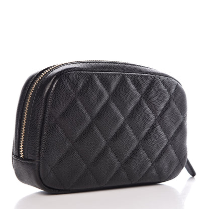Chanel Caviar Quilted Small Curvy Pouch Cosmetic Case Black 3 of 8