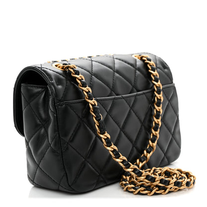 Chanel Shiny Lambskin Quilted Small Maxi CC Flap Black 3 of 10