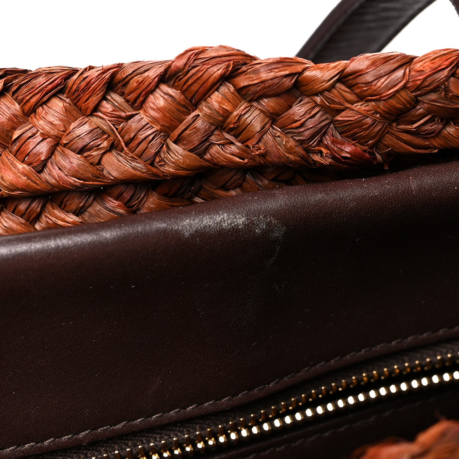 Saint Laurent Raffia Calfskin Small Panier Tote Dark Chocolate 9 of 11