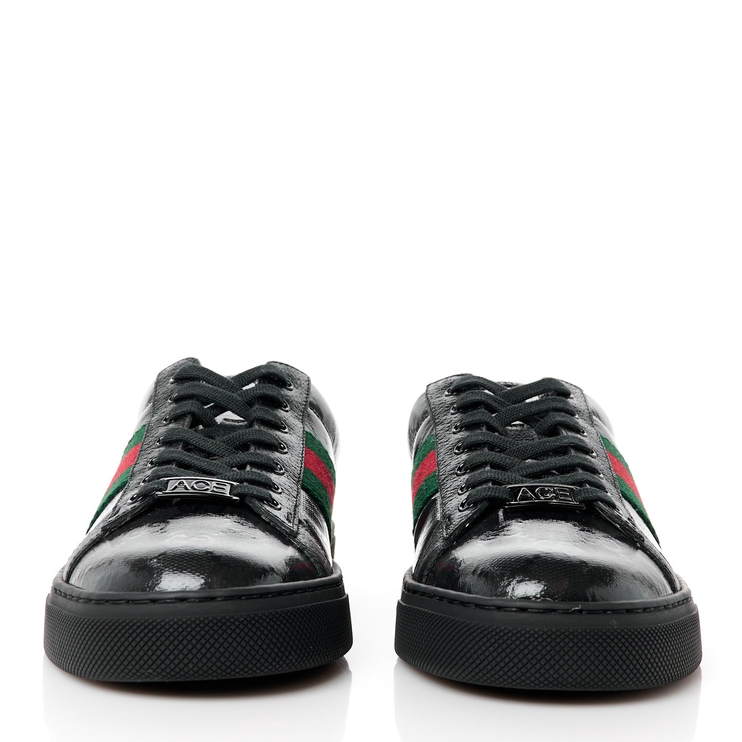 Crystal GG Monogram Web Womens New Ace Sneakers 37.5 Black