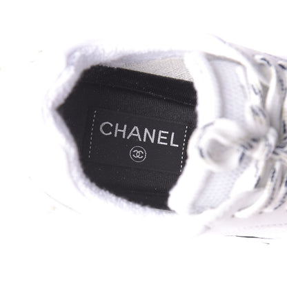 Chanel Calfskin Mesh Lycra Womens Logo Sneakers 38 White 8 of 10