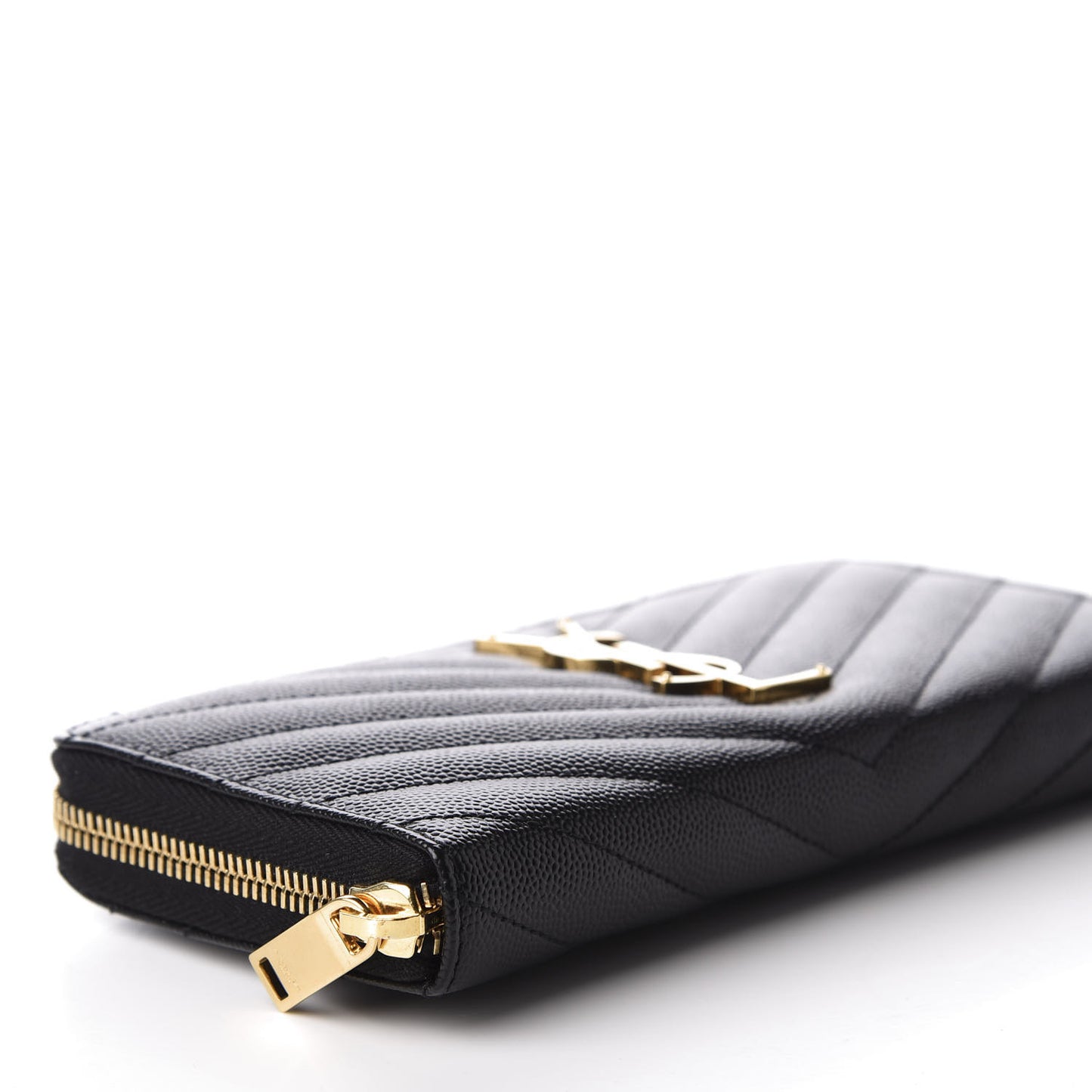 Grain De Poudre Matelasse Chevron Monogram Zip Around Wallet Black