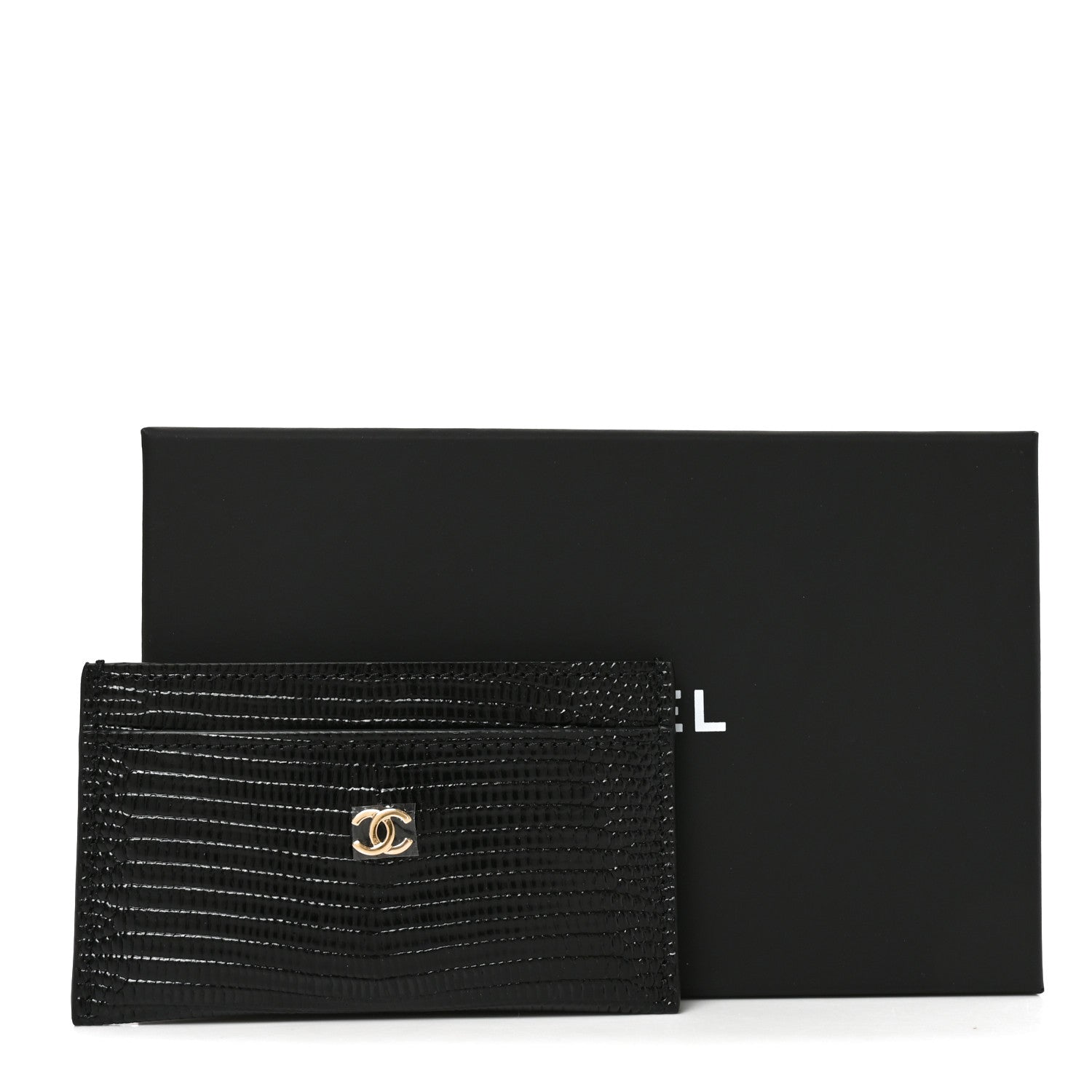 Chanel Calfskin Lizard Embossed Card Holder Black 8 of 8