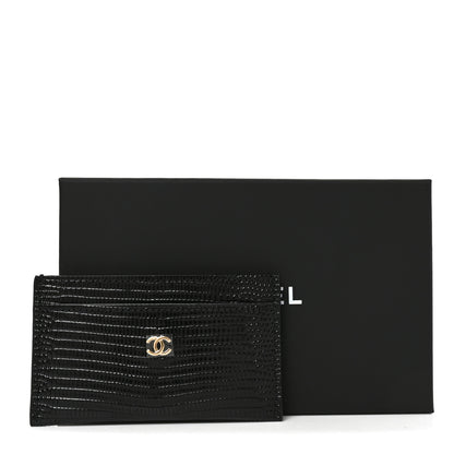 Chanel Calfskin Lizard Embossed Card Holder Black 8 of 8