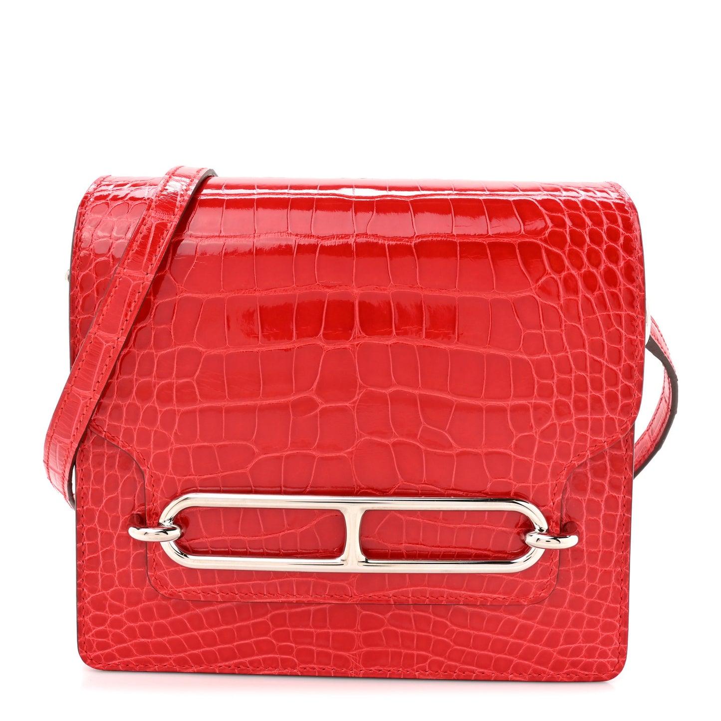 Shiny Alligator Mini Sac Roulis Bougainvillea