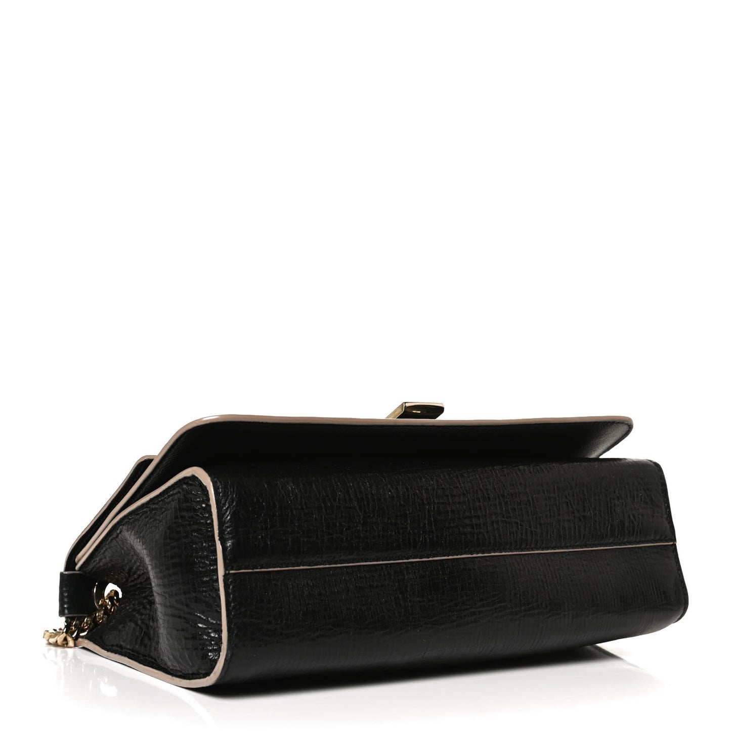 Washed Crinkled Calfskin Rebel Crossbody Bag Black