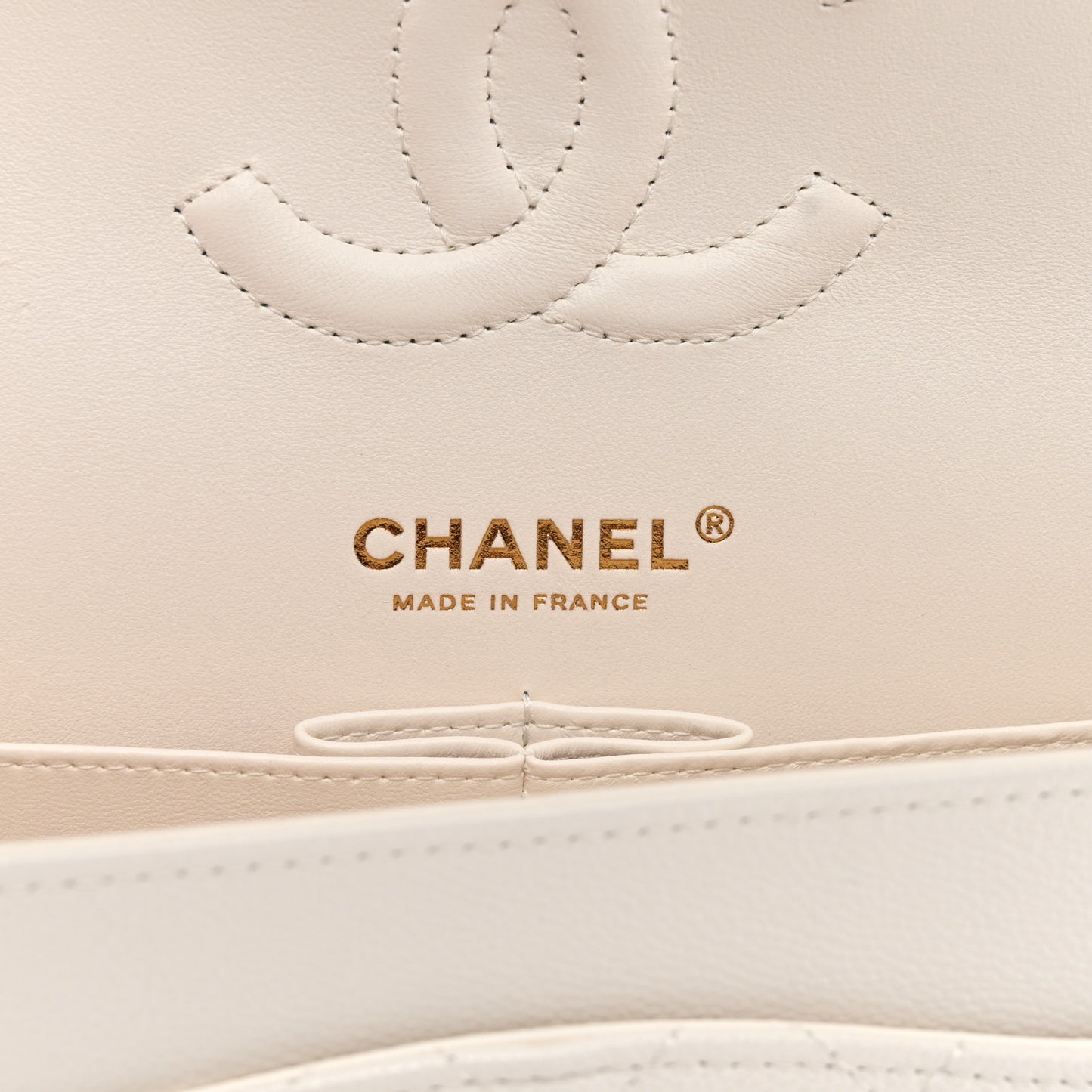 Caviar Quilted Medium Double Flap White