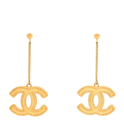 Chanel CC Drop Earrings Matte Gold 1 of 4