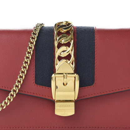 Gucci Calfskin Super Mini Sylvie Chain Shoulder Bag Hibiscus Red 10 of 11
