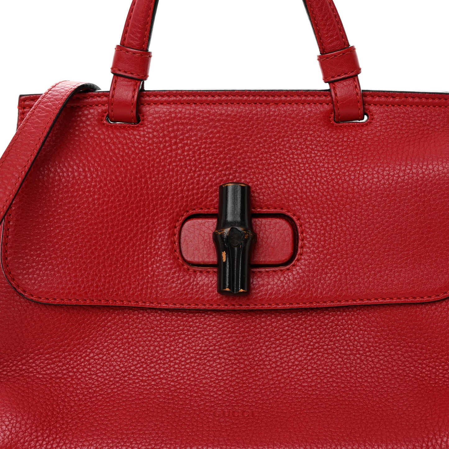 Cellarius Calfskin Small Bamboo Daily Top Handle Bag Hibiscus Red