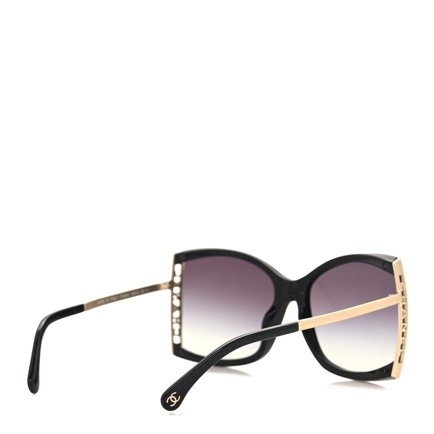 Chanel Acetate Metal Logo Square Sunglasses 71545A Black Gold 4 of 8