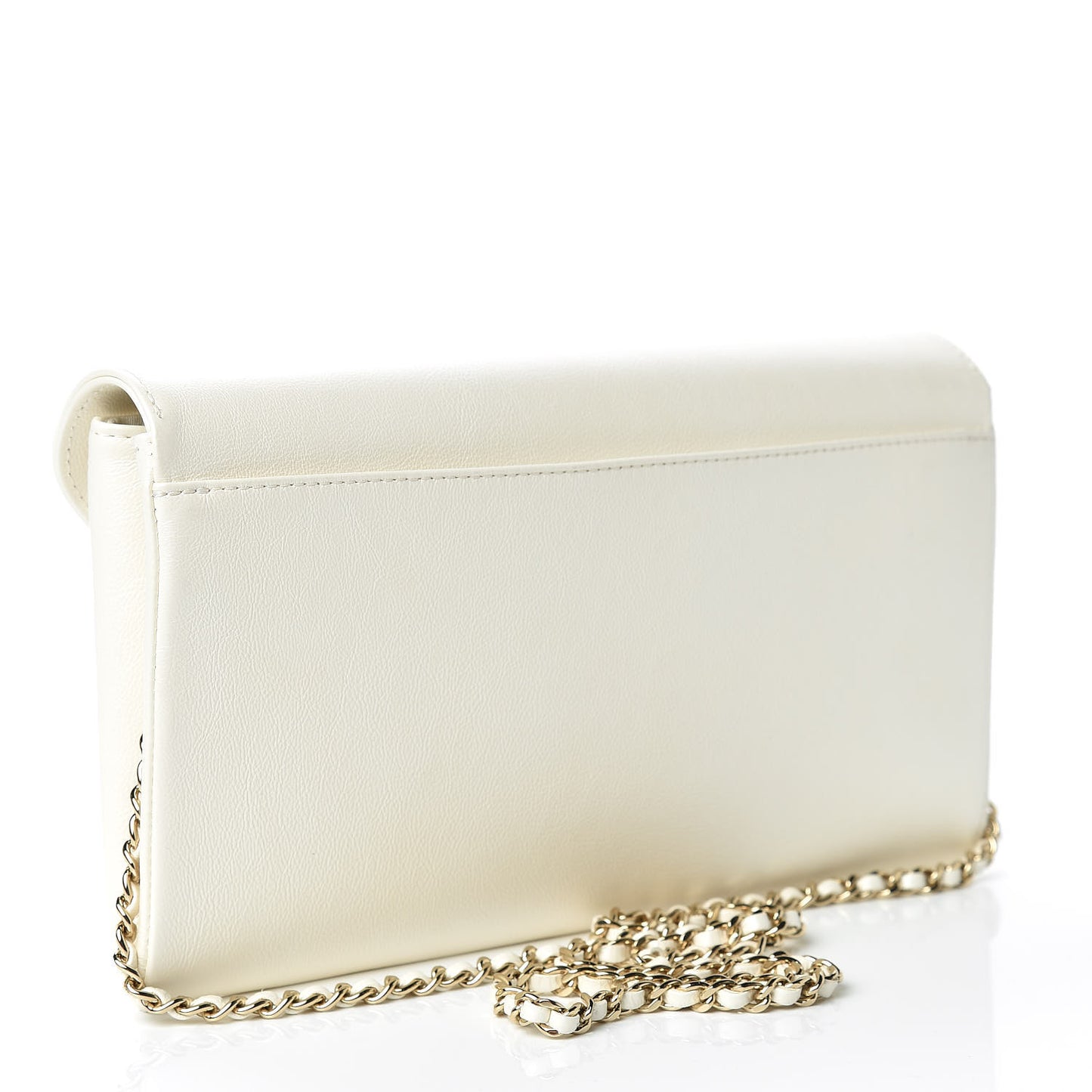 Iridescent Calfskin Smart Pocket Flap Bag White